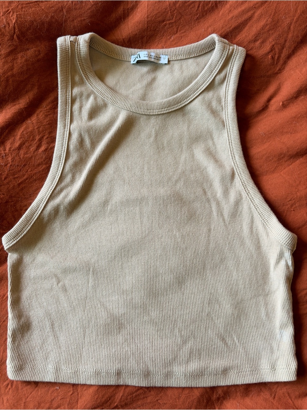 Zara Ribbed Tank Top in Beige